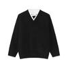 MTLCLOTHES Ropa para Hombre Otoño Nuevo Coreano Cuello en V Color de Contraste Falso Dos Perezoso Suéter Informal Camisa de Punto