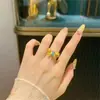 Loja de ouro com areia de ouro ouro diamante anel borboleta escovado safira de imitação anel de dedo indicador feminino presente de alta qualidade
