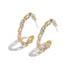Pendientes de Nudo de Cuerda Entrelazada Creativos de Alta Gama Estilo Ins Europeo y Americano Cadena Chapada en Oro de 18 Quilates Acero Inoxidable Pendientes en Forma de C para Mujer