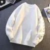 Tricô de Cor Pura Veludo de Visão Coreano para Homens, Gola Redonda, Oversize, Quente para Outono e Inverno, Tendência