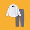 Traje de Dos Piezas Versátil para Niños (Camisa y Pantalones), Ropa Infantil Estilo Universitario Uniforme Escolar, Traje de Color Liso para Niños Pequeños