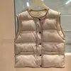 Chaleco Ligero y Cálido de Cadena de Perlas BC con Relleno de Plumas de Pato para Mujer en Otoño e Invierno Ropa Exterior Holgada Chaleco Corto sin Mangas con Dobladillo de Pana