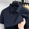 Camiseta de verão masculina com gola redonda, gola semi-alta, algodão mercerizado, manga curta, gola V de seda de amoreira, camisa polo de algodão puro para homens