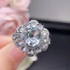 Anel de Água-Marinha Natural Pedra Principal 8*10, 3*4mm Anel de Valor Boca Viva, Sem Tamanho de Dedo Prata S925 Incrustada