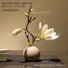 Flores de Magnólia Simuladas Estilo Chinês Flores Artificiais Decoração Garrafa de Cerâmica conjunto Decoração Sala de Estar Mesa de Jantar Decoração de Flores Bonsai