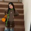 Suéter de Punto Nuevo Otoño 2026 para Niñas Fuguo, Camisa Base de Manga Corta de Lana con Cuello Redondo en Capas para Niños