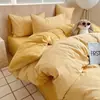 Juego Puro de Algodón de Cuatro Piezas 100% Algodón Cuadros Japoneses Estilo MUJI Funda Nórdica Dormitorio de Estudiante Varón Juego de Tres Piezas Ropa de Cama