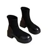 Botas Martin de Suela Gruesa Estilo Británico para Mujer 2026 Otoño/Invierno Nuevo Estilo Botas Cortas con Forro de Terciopelo Venta Caliente Botas Elásticas de Tacón Alto Botas Adelgazantes