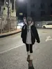 Chaqueta de Algodón Negra Simple Estilo Coreano de Nicho para Mujer, Holgada y Engrosada para Protección contra el Frío, Chaqueta Acolchada Versátil de Moda