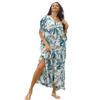 Vestido playero largo de secado rápido con estampado de hojas blancas, estilo europeo y americano, para vacaciones, con protección solar, talla 1D35