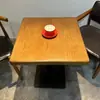 Juego de Mesa y Sillas de Madera Maciza Estilo Retro Americano para Panadería, Tienda de Té con Leche, Postrería, Restaurante Occidental y Bar Mesa Cuadrada/Redonda