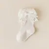 Calcetines de princesa para bebé niña estilo japonés bordado encaje moño calcetines para bebé calcetines de algodón para niños calcetines blancos transfronterizos