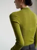 SS STUDIO Top básico de punto de lana con cuello semialto/cuello alto elegante para mujer, sin costuras, integrado, para desplazamientos diarios, otoño e invierno