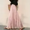 Saia midi super bonita de cintura alta, modeladora, elegante, versátil, nova chegada verão 2026, saia fofa doce, feminina, que rejuvenesce