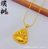 Loja de Ouro Mesmo Estilo Ouro Areia Método Antigo Cravejado de Diamantes Barriga Grande Buda Maitreya Colar Buda Sorridente Pingente Sólido para Homens e Mulheres Pingente Estilo Casal
