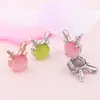 Versão coreana de pingente de chifre de pedra hibisco banhado a prata corrente de clavícula de alce rosa dourado cristal rosa joia simples da moda para estudantes