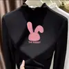 Camiseta de Lã com Gola Alta e Babados de Manga Longa para Meninas Outono/Inverno Top Infantil Outono/Inverno