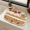 Tapete Drenante de Balcão de Cozinha Desenho de Pão Absorvente Doméstico Secagem Rápida Porta-Copos Bar Máquina de Café Tapete Drenante de Lama Diatomácea