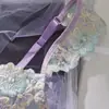 Sutiã Lingerie Patchwork Color Block Bordado com Manga Bufante Personalizado Confortável Respirável Com Bojo Fino Conjunto de Lingerie Feminino