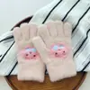 Guantes Infantiles para Edades de 8 a 12 Años, Guantes de Invierno Cálidos Tejidos para Estudiantes de Primaria Niños y Niñas, Lindos con Forro de Felpa para Prevenir el Frío, Líneas de Dedos de Dibujos Animados
