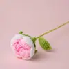 Regalo Creativo para el Día de la Madre Cumpleaños de Mamá Rosa de Ganchillo Tejida Festival de Flores Regalo Hilo Florero Adorno Decoración