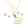 Joias Japonesas e Coreanas Simples de Aço Inoxidável Galvanizado a Ouro 18K Moda Conjunto de Colar e Brincos Borboleta Libélula Mercadorias de Fonte de Feira