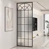 División de Pantalla para Sala de Estar Decoración de Hierro Arte Simple Vidrio Templado Cubo de Agua Patrón de Onda de Agua Mampara de Vidrio Falso para Ventana