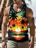 Colete Masculino para Férias de Verão na Praia Transfronteiriça de 2026 com Estampa de Caveira, Estilo Casual Esportivo, Colete Masculino sem Mangas