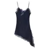 Para Exportação Europeia e Americana Transfronteiriça Roupas Femininas Aliexpress Popular Verão Sexy Renda Assimétrico Vestido de Alça