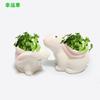 Mini maceta de cerámica blanca con forma de conejo para hacer uno mismo, accesorio creativo para el hogar, ideal para escritorio