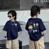 Camiseta Infantil de Manga Curta 100% Algodão Puro Novo Estilo Verão para Estudantes Roupas de Bebê Meninos Tops Finos Roupas de Verão para Crianças