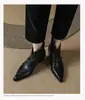Botines cortos para mujer, tacón grueso, punta fina, botines, escote en V, estilo otoño, efecto adelgazante, diseño nuevo, moda 2026, tela negra