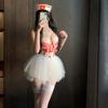 Amor é Como Nuvens, Lingerie Sexy, Enfermeira de Halloween, Body Sexy com Laço, Desejo Puro Diabólico, Roupa Leve e Fina