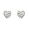 Pendientes de Corazón Doble Capa con Perlas y Incrustaciones de Diamantes, Moda Coreana, Dulces y Versátiles, Pendientes Exquisitos y Compactos con Diseño para Viajeros Frecuentes para Mujeres
