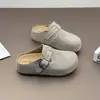 Chinelos Birkenstock para Mulheres 2026 Novo Modelo para Grávidas, Slip-On Sola Macia Largos Meio-Mules Fechados na Ponta com Solas Grossas