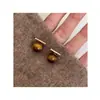 DOUDOUSTORE Aguja de Plata 925 Geométrico Palabra Color Maillard Otoño e Invierno Aretes Retro Aretes de Personalidad Simple