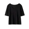 26 Verano Nuevo Moda Femenina Camiseta de Oxígeno con Aire Acondicionado Camisa de Modal de Manga Media Agradable a la Piel Ajustada Top de Punto de Manga Corta
