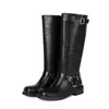 Botas altas versátiles de otoño e invierno para tallas grandes de mujer, botas de cuero slip-on de punta redonda y tacón medio, tacón cuadrado, exportación transfronteriza, botas de montar para mujer