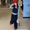 Conjunto de Ropa para Niñas Primavera y Otoño 2026 Nuevo Conjunto de Dos Piezas Moderno y Elegante para Niñas Mayores con Camisa Base de Dos Piezas Falsas