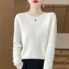 Suéter de Lã Novo Outono e Inverno 2024 Feminino 100% Lã Pura Gola Redonda Manga Longa Tricô de Lã Suéter