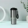 Taza de Café Transfronteriza de Acero Inoxidable para Coche con Cuerda de Agarre Pajita Portátil Taza Térmica Transfronteriza En Stock Venta al por Mayor