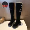 Botas de ciclismo de tacón alto con plataforma para mujer, nuevo estilo otoño 2026, forradas de felpa, botas largas de tacón alto hasta la rodilla, doble uso, botas largas elegantes y a la moda