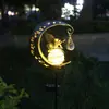 Nuevo adorno decorativo de gato negro de Halloween alimentado por energía solar transfronterizo, luz de estaca para jardín de gato luna calabaza