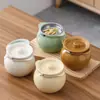 Tarro Cerámico para Manteca Condimentero Caja de Almacenamiento Simple para Cocina Aceite Sal Salsa Vinagre Tarro de Condimentos Reenvasado Contenedor Sellado para el Hogar