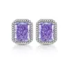 Pendientes de Botón Rectangulares Europeos y Americanos Transfronterizos Deslumbrantes de Gran Kilate Corte Flor de Hielo Diamante de Alto Carbono Piedra Principal 8X10 Gotas en Vivo Dropshipping