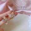 [Mariposa en la Habitación de las Flores] Mariposa Rosa Púrpura Francés de Alta Gama Suave Perla de Agua Dulce Aretes Clips para Orejas Sin Agujeros