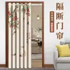 Cortina de Porta Estilo Chinês Cortina Divisória com Haste Telescópica Sem Furo para Uso Doméstico, Bloqueador de Vento de Ar Condicionado para Quarto, Cortina Divisória para Cozinha e Banheiro