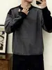 Suéter Patchwork con Bloques de Color Estilo Retro Americano Relajado y Perezoso para Hombre, Engrosado y Cálido para Otoño e Invierno, Tejido de Punto Pullover Cuello Redondo