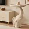 Adorno de Elefante de Pie Estilo Crema para Sala de Estar, Junto al Mueble de TV, Mesa Lateral de Sofá, Mesita de Noche de Dormitorio, Bandeja de Mesa para Almacenamiento