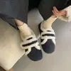 Zapatos Peludos Retro de Velcro con Suela Gruesa para Mujer, Nueva Moda Versátil Cálida Otoño e Invierno 2026 Zapatos de Algodón Birkenstock para Mujer